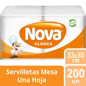 Servilleta Clasica Blanca 200un Nova